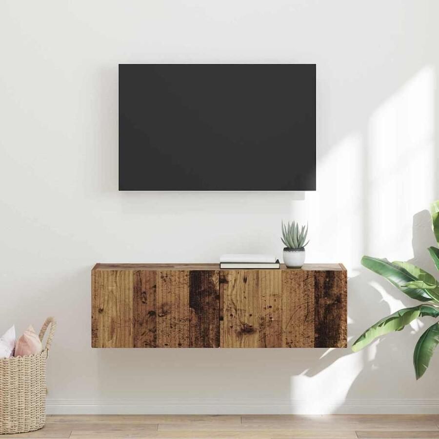 VidaXL TV Wandkast Oud Hout 60 x 31 x 29.5 cm Bewerkt hout