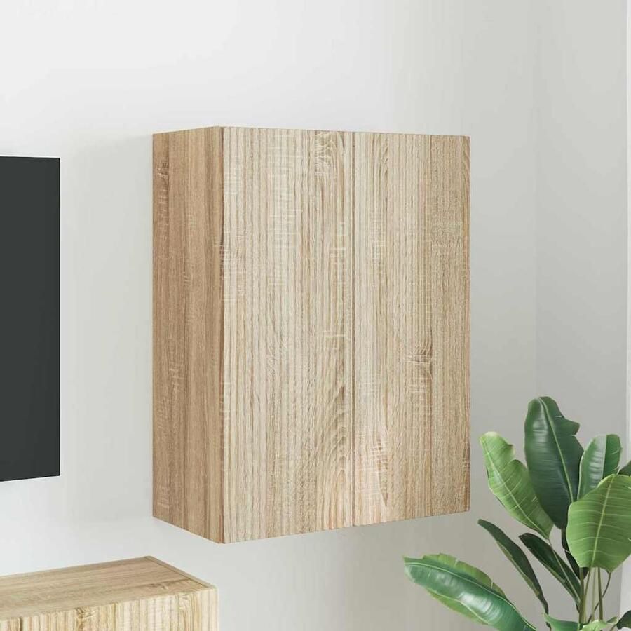 VidaXL TV-wandkast Sonoma Eiken 59 5 x 31 x 80 cm Bewerkt hout