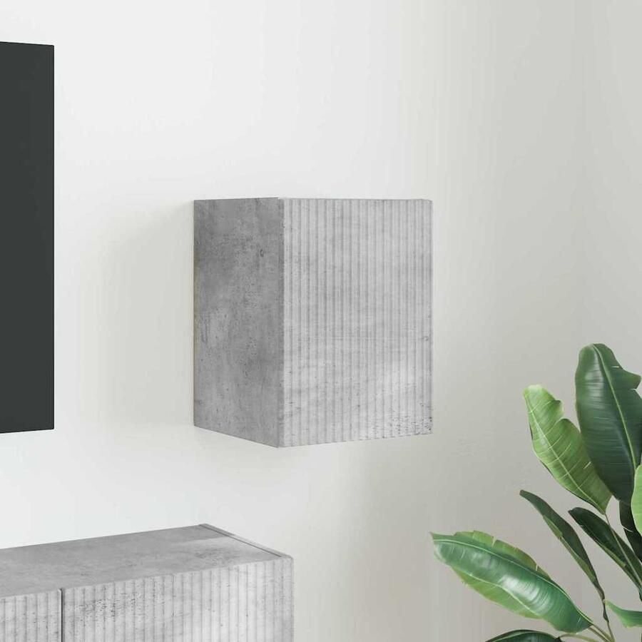 VidaXL TV Wandkast Wandgemonteerd Beton 30 x 31 x 40 cm Bewerkt hout