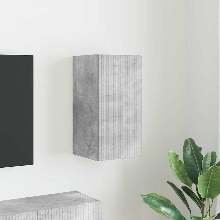 VidaXL TV Wandkast Wandgemonteerd Beton 30 x 31 x 60 cm Bewerkt hout