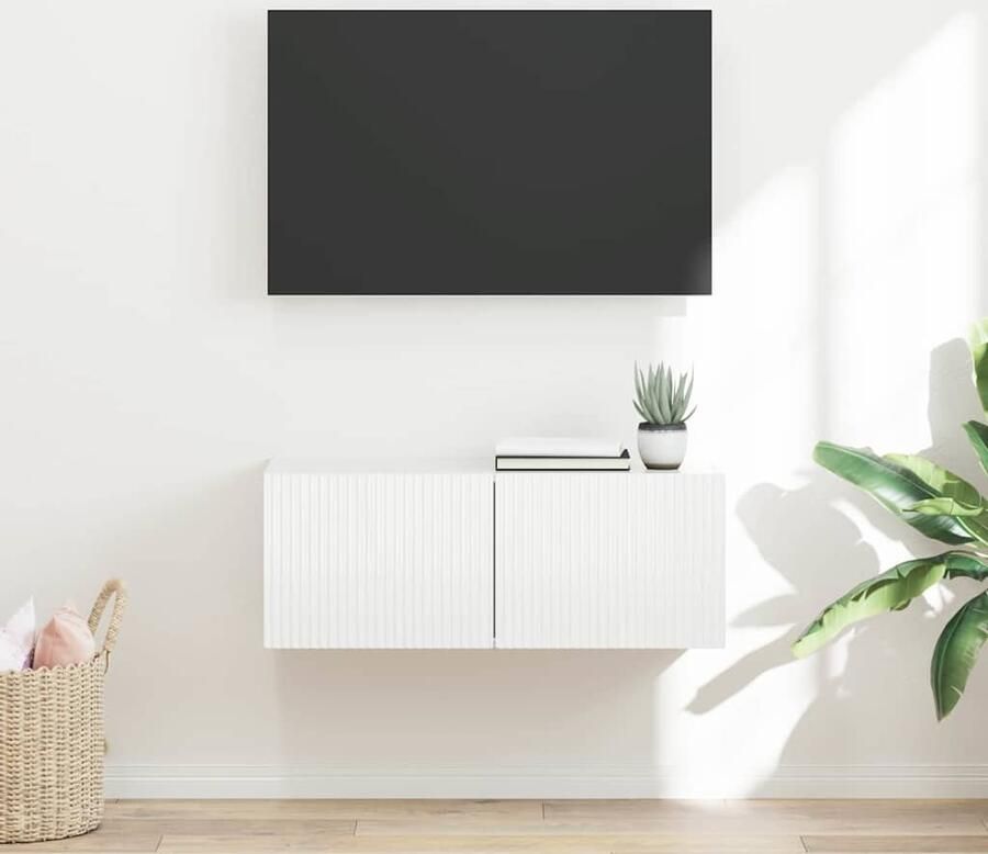 VidaXL TV Wandkast Wandgemonteerd Wit 60 x 31 x 29.5 cm Bewerkt hout