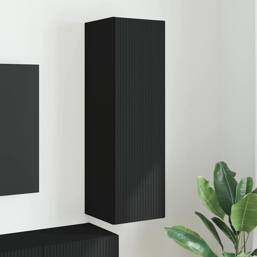 VidaXL TV Wandkast Wandgemonteerd Zwart 30 x 31 x 100 cm Bewerkt hout