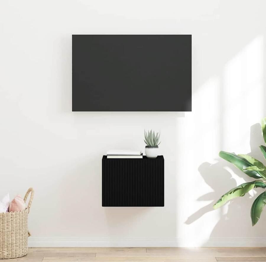 VidaXL TV Wandkast Wandgemonteerd Zwart 60 x 31 x 29.5 cm Bewerkt hout