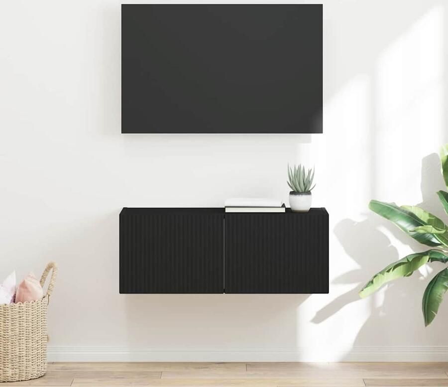 VidaXL TV Wandkast Wandgemonteerd Zwart 60 x 31 x 29.5 cm Bewerkt hout