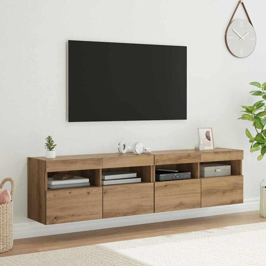 VidaXL TV Wandkasten 2 pcs Artisan Eiken 80 x 30 x 40 cm Bewerkt hout
