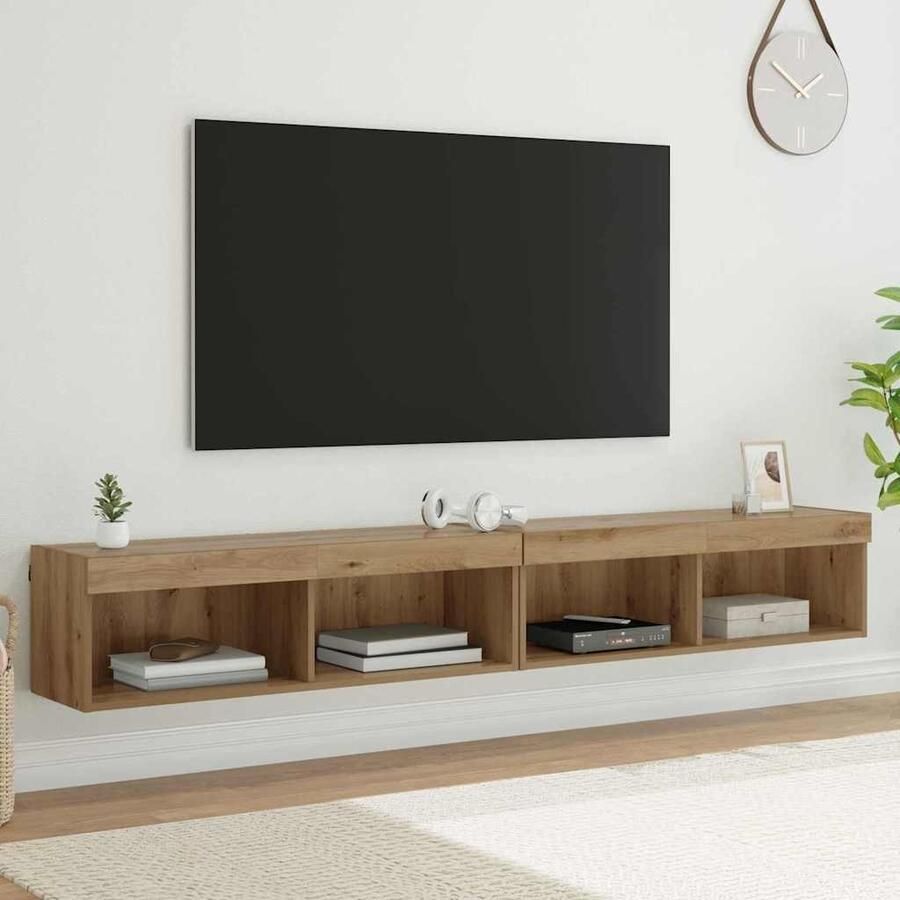 VidaXL TV Wandkasten Panama 2 pcs Artisan Eiken 100 x 30 x 30 cm