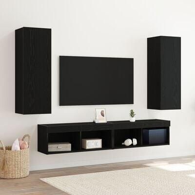 VidaXL Wand TV-kast 2 pcs Zwart eiken 30.5 x 30 x 90 cm Bewerkt hout