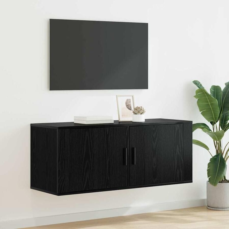 VidaXL Wandgemonteerde TV-kast Zwart Eiken 100 x 34 5 x 40 cm