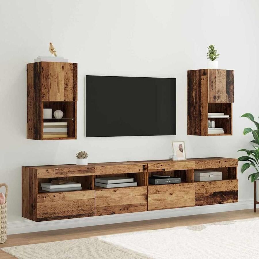 VidaXL Wandgemonteerde TV-kasten 2 pcs Oud Hout 30 5 x 30 x 60 cm
