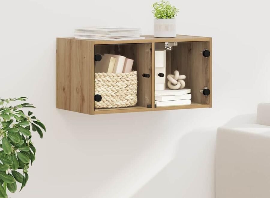 VidaXL Wandkast Artisan Eiken 68 x 37 x 35 cm Bewerkt hout