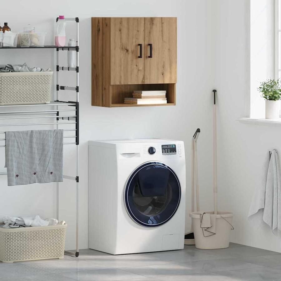 VidaXL Wandkast artisanaal eikenkleurig 60 x 31 x 70 cm Bewerkt hout