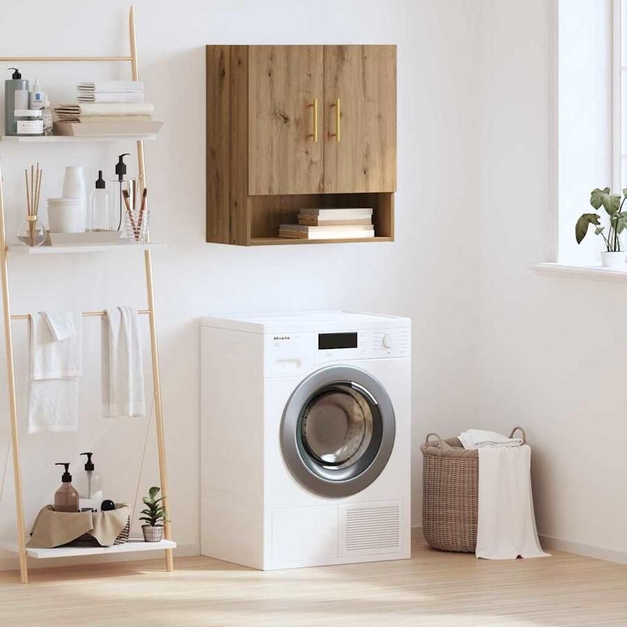 VidaXL Wandkast artisanaal eikenkleurig 60 x 31 x 70 cm Bewerkt hout