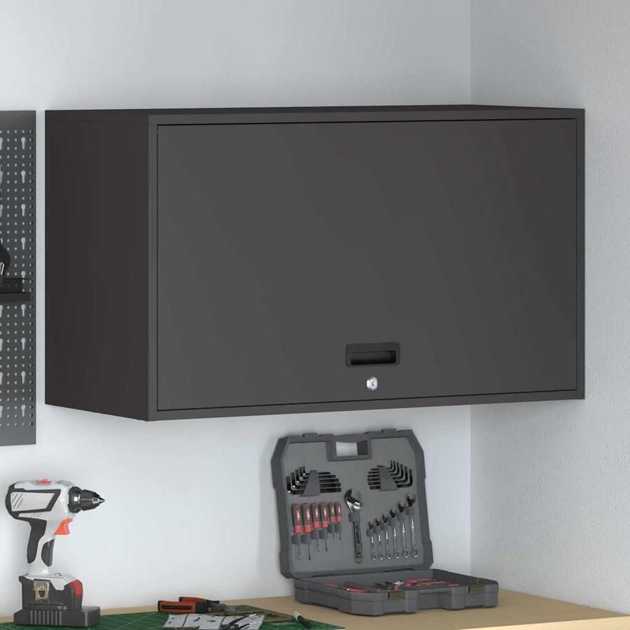 VidaXL Wandkast voor Garage Zwart 90 x 40 x 53 cm Poedercoating staal