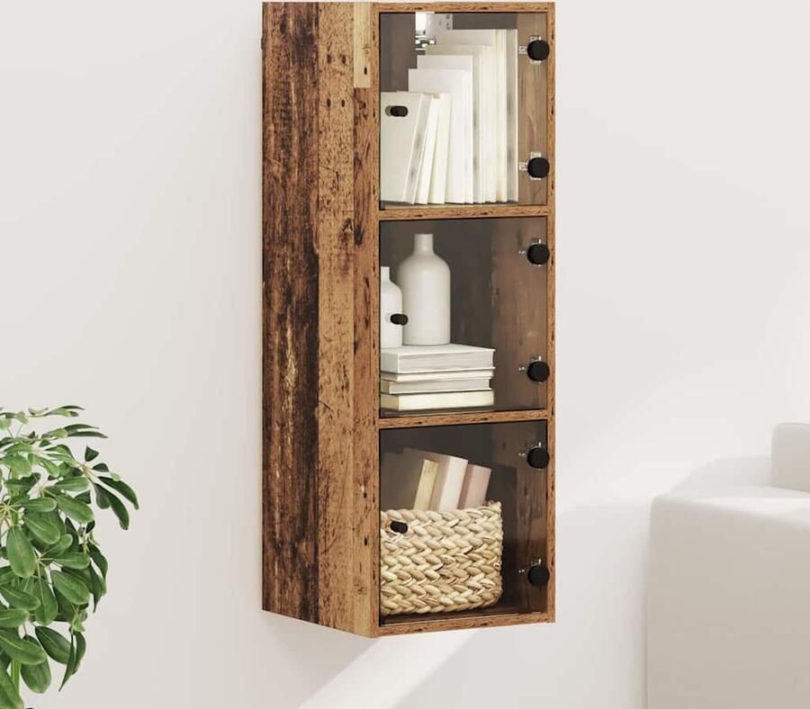 VidaXL Wandkast Wandgemonteerd Oud Hout 35 x 37 x 102 cm Bewerkt hout