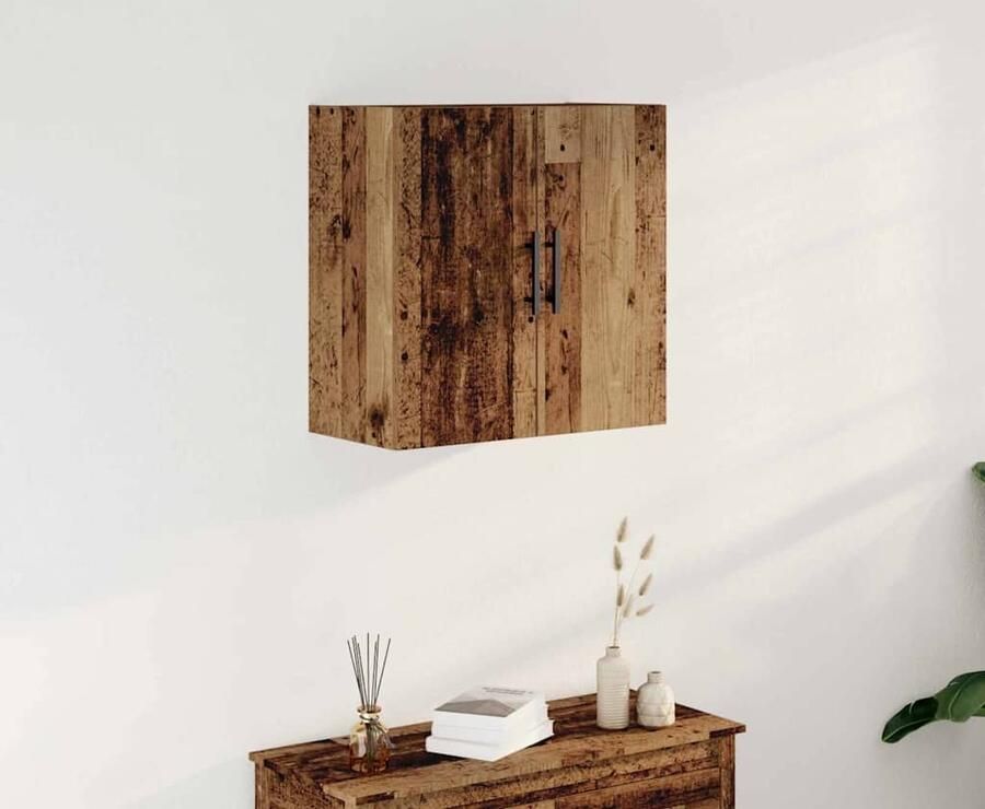 VidaXL Wandkast Wandgemonteerd Oud Hout 60 x 31 5 x 60 cm Bewerkt hout