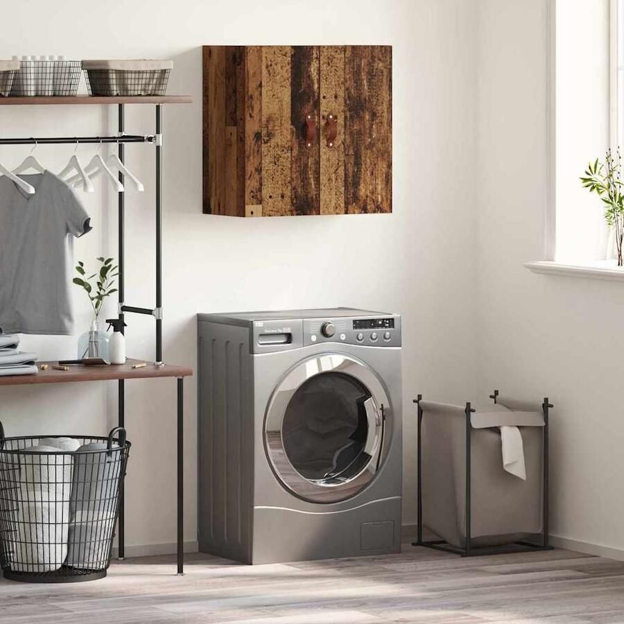 VidaXL Wandkast Wandgemonteerd Oud hout 60 x 31 x 60 cm Bewerkt hout