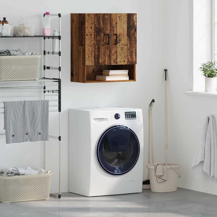 VidaXL Wandkast Wandgemonteerd Oud hout 60 x 31 x 70 cm Bewerkt hout