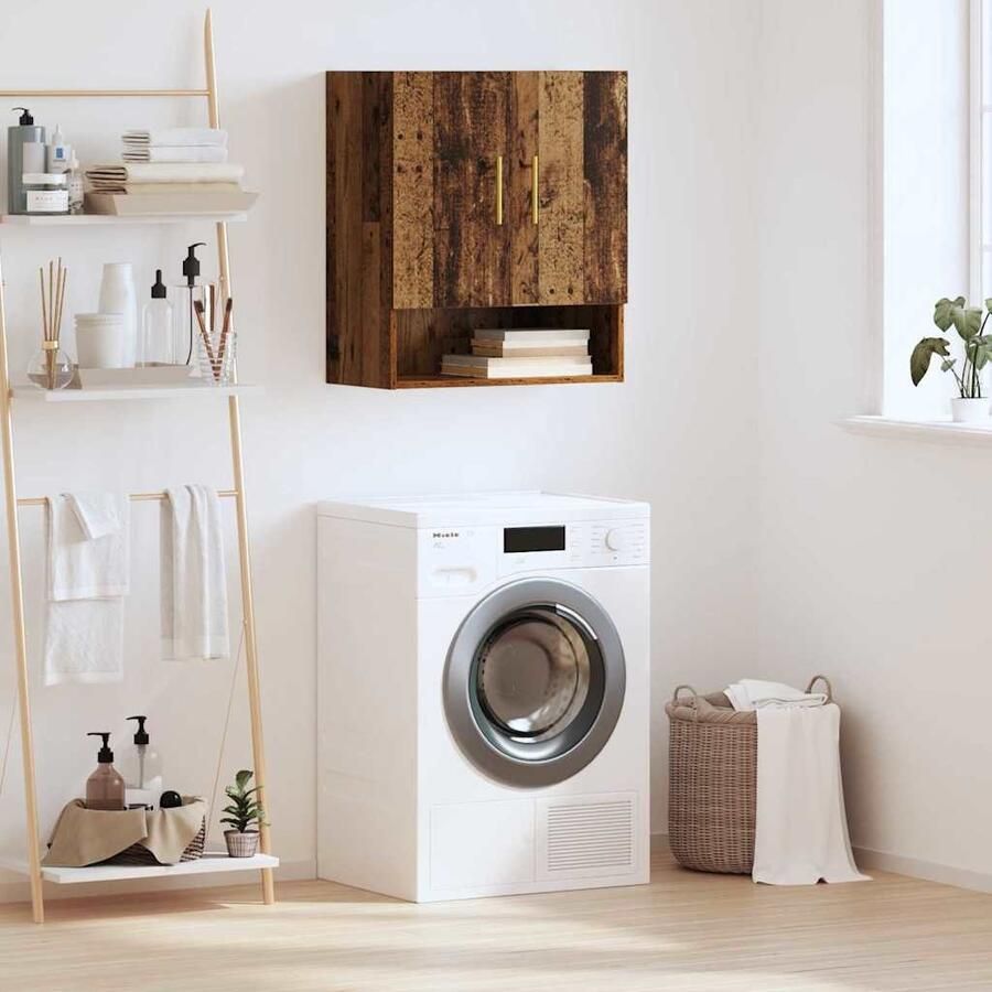 VidaXL Wandkast Wandgemonteerd Oud hout 60 x 31 x 70 cm Bewerkt hout