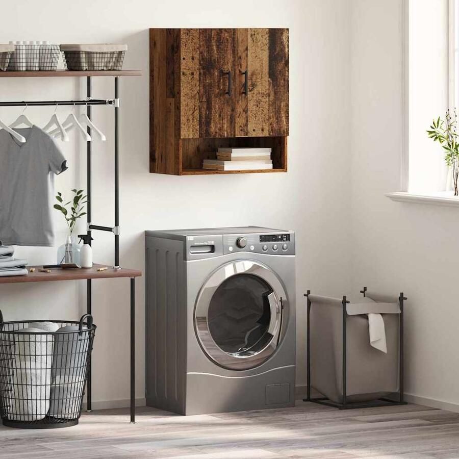 VidaXL Wandkast Wandgemonteerd Oud hout 60 x 31 x 70 cm Bewerkt hout