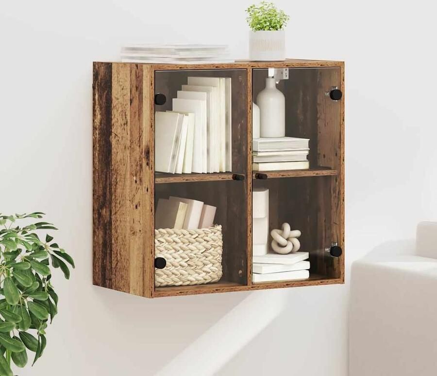 VidaXL Wandkast Wandgemonteerd Oud Hout 68 x 37 x 68 5 cm Bewerkt hout