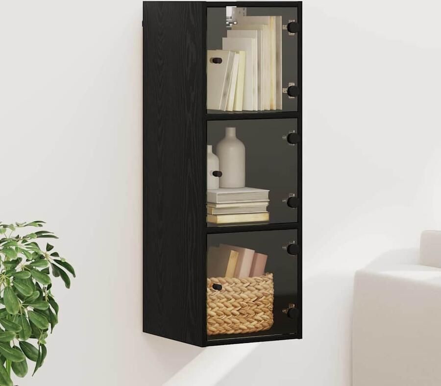 VidaXL Wandkast Zwart Eiken 35 x 37 x 102 cm Bewerkt hout