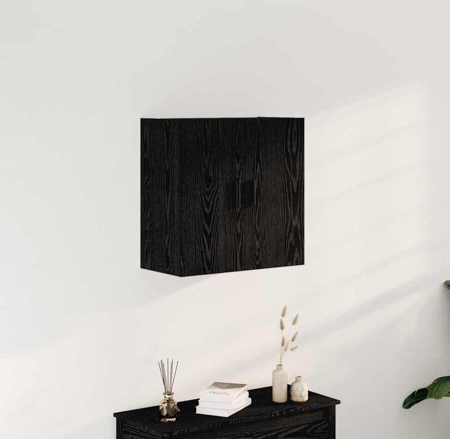 VidaXL Wandkast Zwart eiken 60 x 31 x 60 cm Bewerkt hout