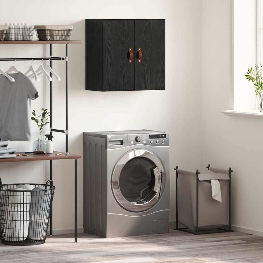 VidaXL Wandkast Zwart eiken 60 x 31 x 60 cm Bewerkt hout