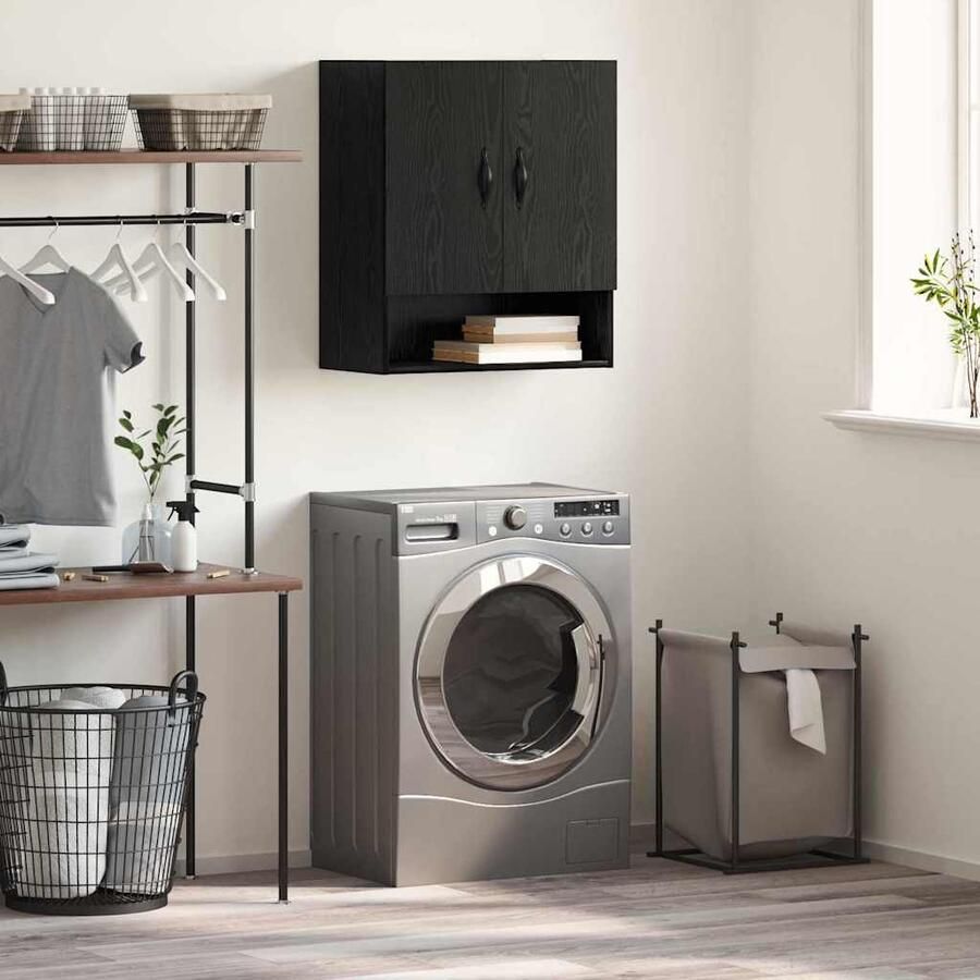 VidaXL Wandkast Zwart eiken 60 x 31 x 70 cm Bewerkt hout