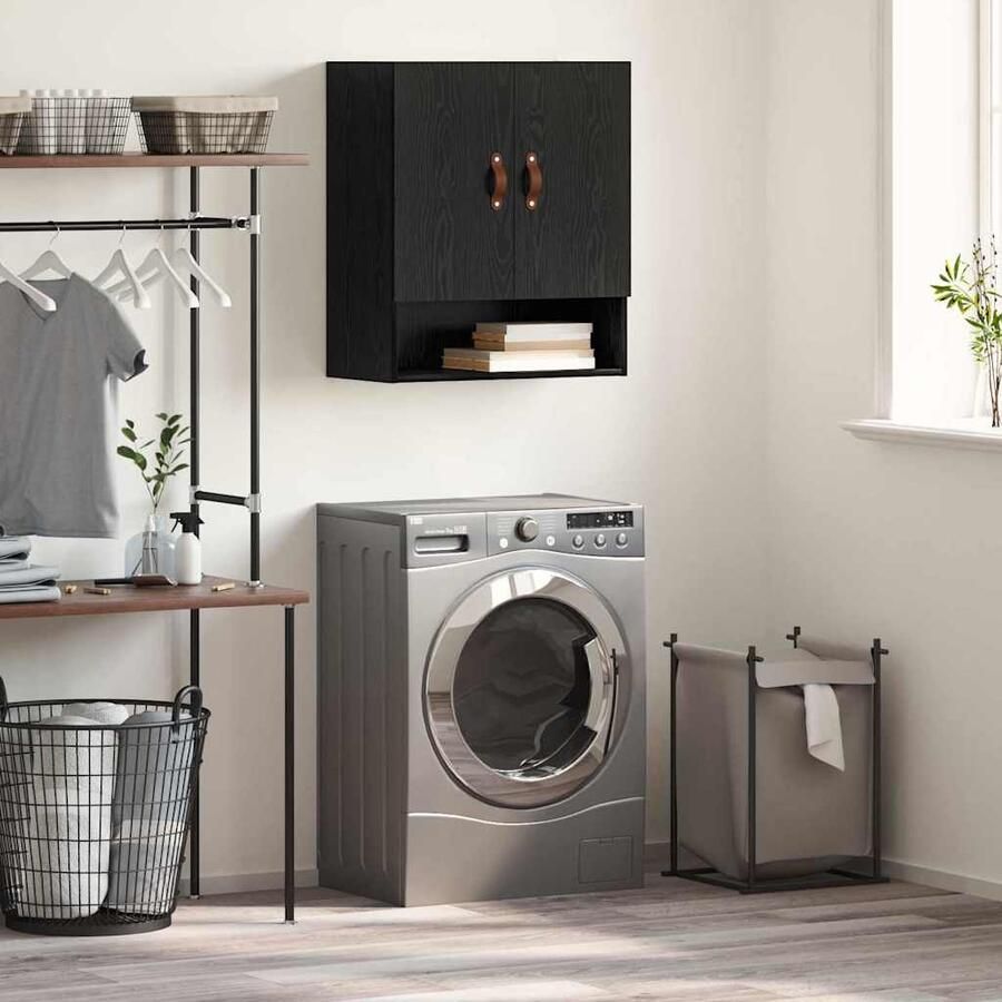 VidaXL Wandkast Zwart eiken 60 x 31 x 70 cm Bewerkt hout