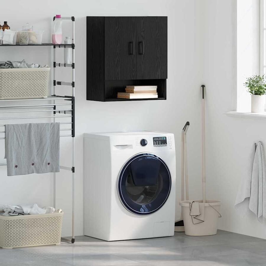 VidaXL Wandkast Zwart eiken 60 x 31 x 70 cm Bewerkt hout