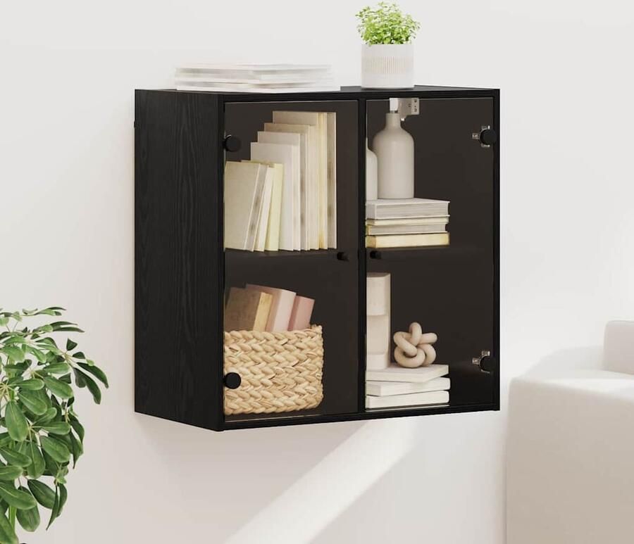 VidaXL Wandkast Zwart Eiken 68 x 37 x 68 5 cm Bewerkt hout