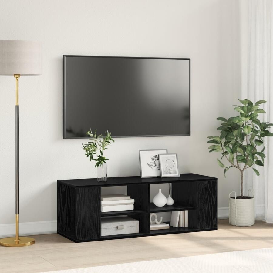 VidaXL Wandmontage TV Kast Zwart eiken 102 x 35 x 35 cm Bewerkt hout - Foto 1