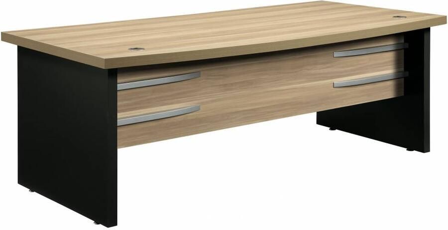 Schaffenburg ZENO directie bureau vaste hoogte (75cm) met 200x100cm blad en licht noten antraciet kleurstelling