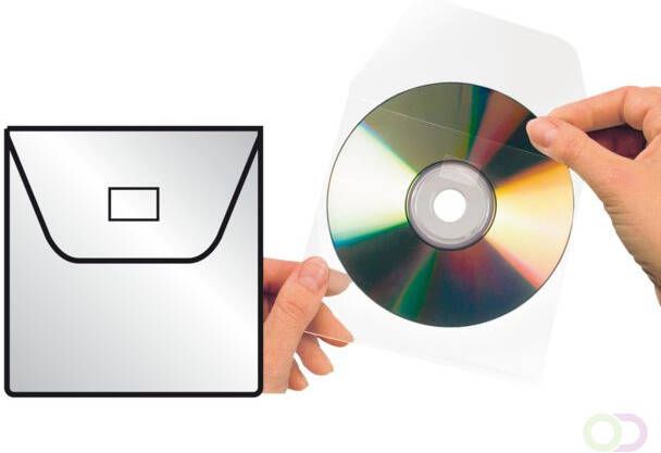 Djois Cd dvd hoes 127x127mm met klep zelfklevend transparant 10 stuks