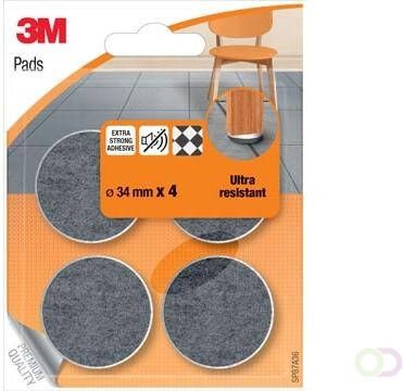 3M beschermende vloerpads uit vilt diameter 34 mm blister van 4 stuks