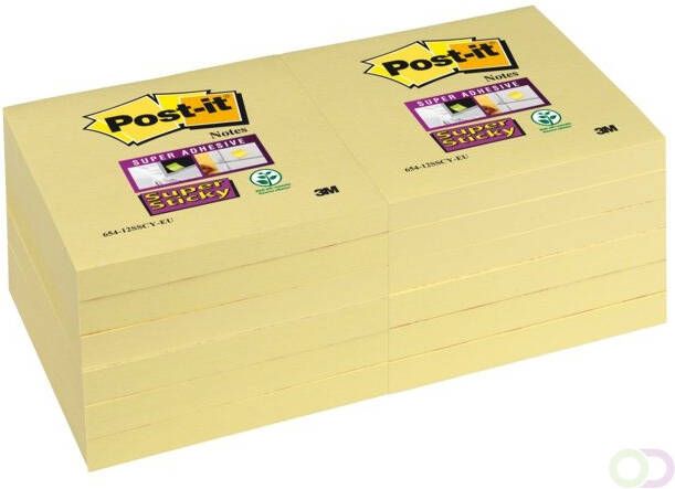 3M Post-it Memoblok 3M Post it 654 SSY Super Sticky 76x76mm geel