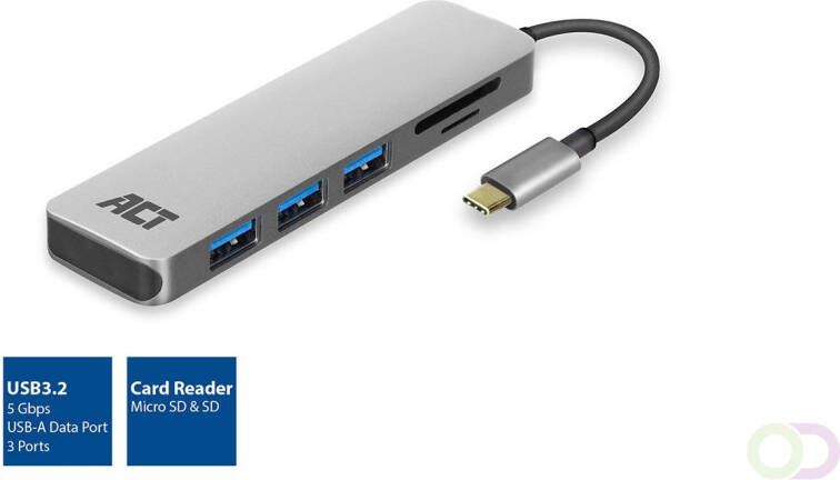 ACT AC7051 USB-C Hub 3 port en cardreader (AC7051)
