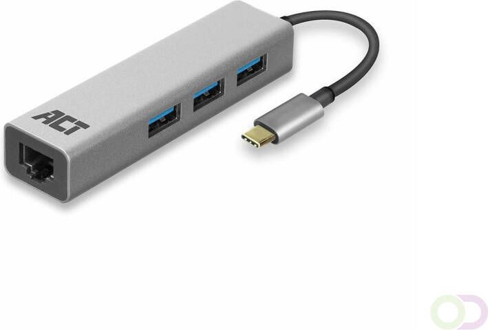 ACT AC7055 3-Poorts USB-C 3.2 (USB 3.0) Hub met Gigabit ethernet poort (AC7055)