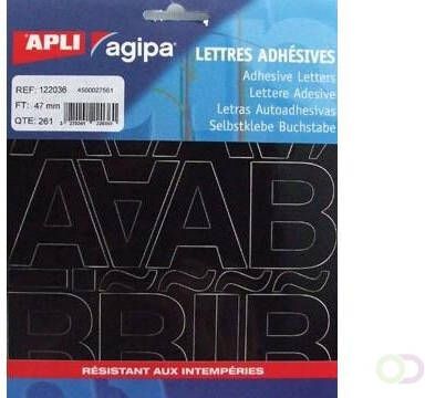 Agipa etiketten cijfers en letters letterhoogte 47 mm 261 letters