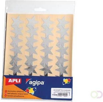 Agipa metallic stickers blister met 128 stuks goud en zilver ster 35 mm