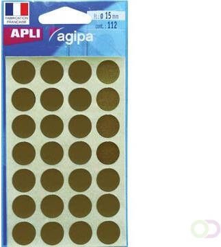 Agipa ronde etiketten in etui diameter 15 mm goud 112 stuks 28 per blad