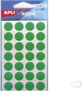 Agipa ronde etiketten in etui diameter 15 mm groen 168 stuks 28 per blad