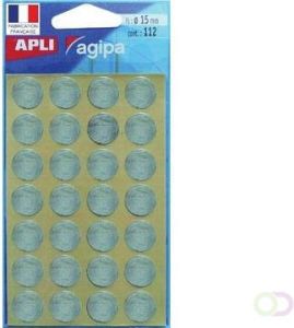 Agipa ronde etiketten in etui diameter 15 mm zilver 112 stuks 28 per blad