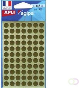 Agipa ronde etiketten in etui diameter 8 mm goud 308 stuks 77 per blad