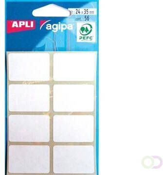 Agipa witte etiketten in etui ft 24 x 35 mm(b x h ) 56 stuks 8 per blad