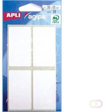Agipa witte etiketten in etui ft 30 x 55 mm (b x h) 28 stuks 4 per blad