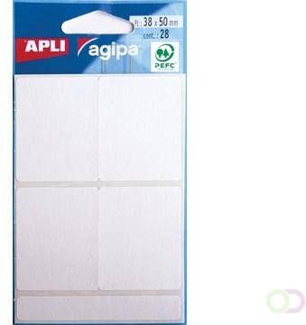 Agipa witte etiketten in etui ft 38 x 50 mm(b x h ) 28 stuks 4 per blad