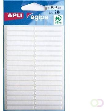 Agipa witte etiketten in etui ft 5 x 35 mm (b x h) 238 stuks 34 per blad