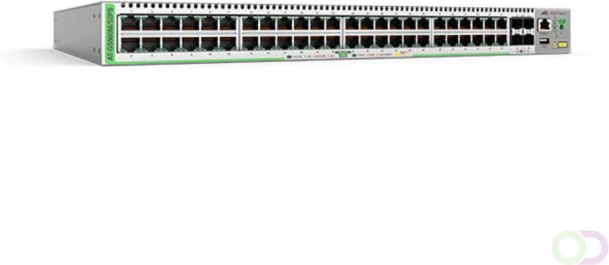 Allied Telesis 48-port 10 100 1000T PoE 4-port 100 1000X SFP Gigabit Ethernet Managed switch1 Fixed AC power supply EU Power Cord