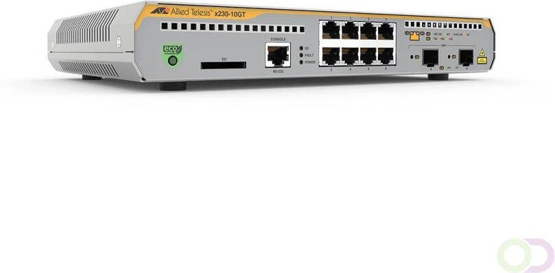 Allied Telesis L2 managed switch 8 x 10 100 1000Mbps 2 x SFP uplink slots 1 Fixed AC power supply EU Power cord